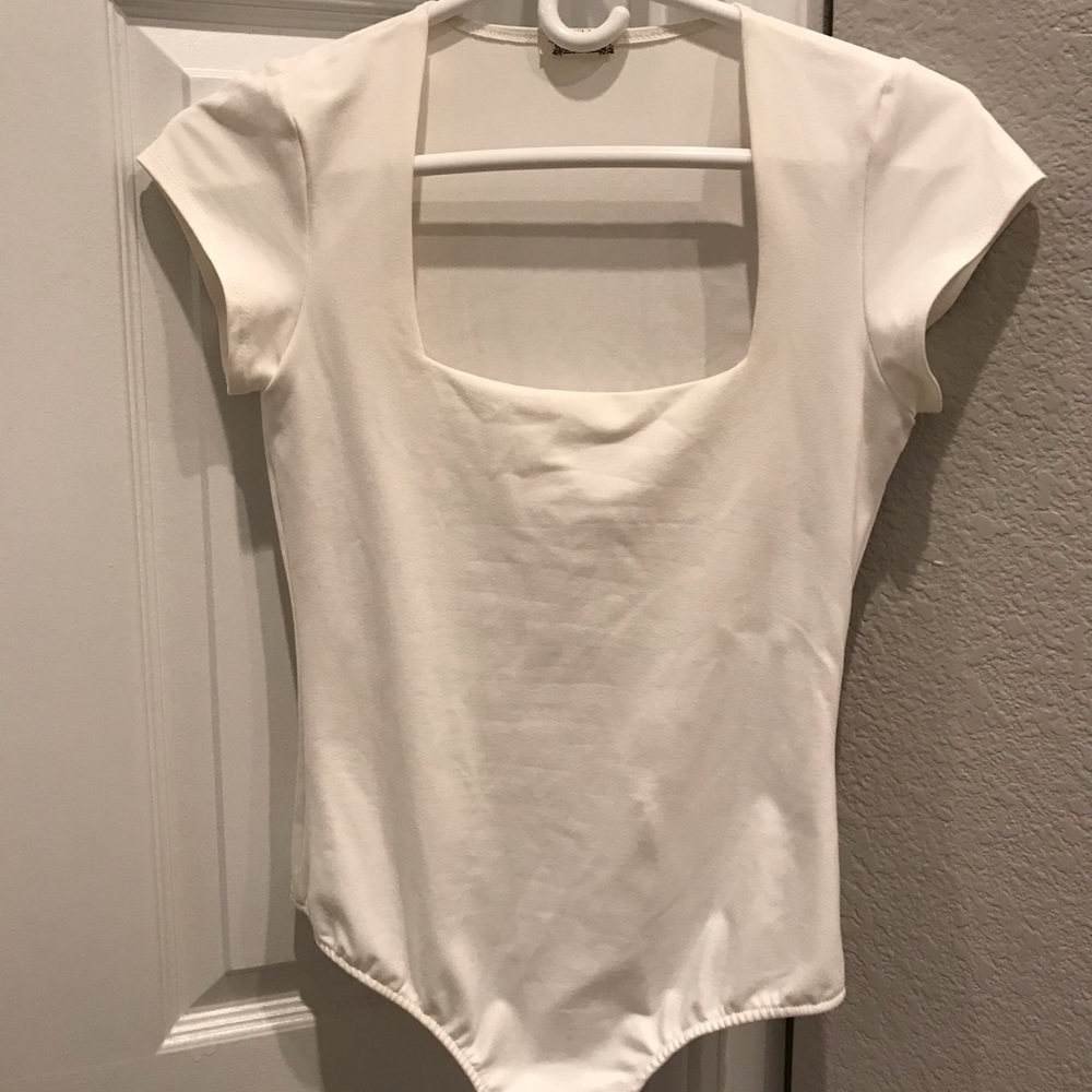 Free People Square Eyes White Bodysuit